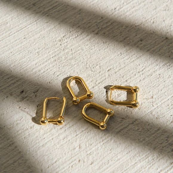 🌟18k Gold Plated Link Chain Earrings - Picture 9 of 9